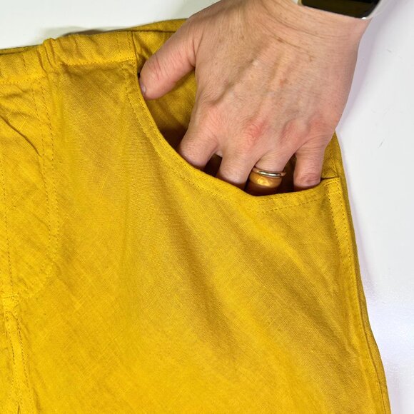 CP Shades Size M Yellow Maxi Skirt LInen Bias-Cut Pull-On Pockets - Picture 5 of 10